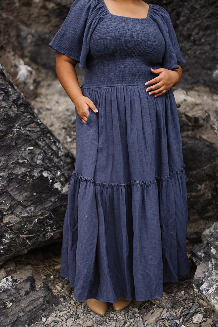 Lennon Maxi Dress in Dusty Blue - FINAL SALE