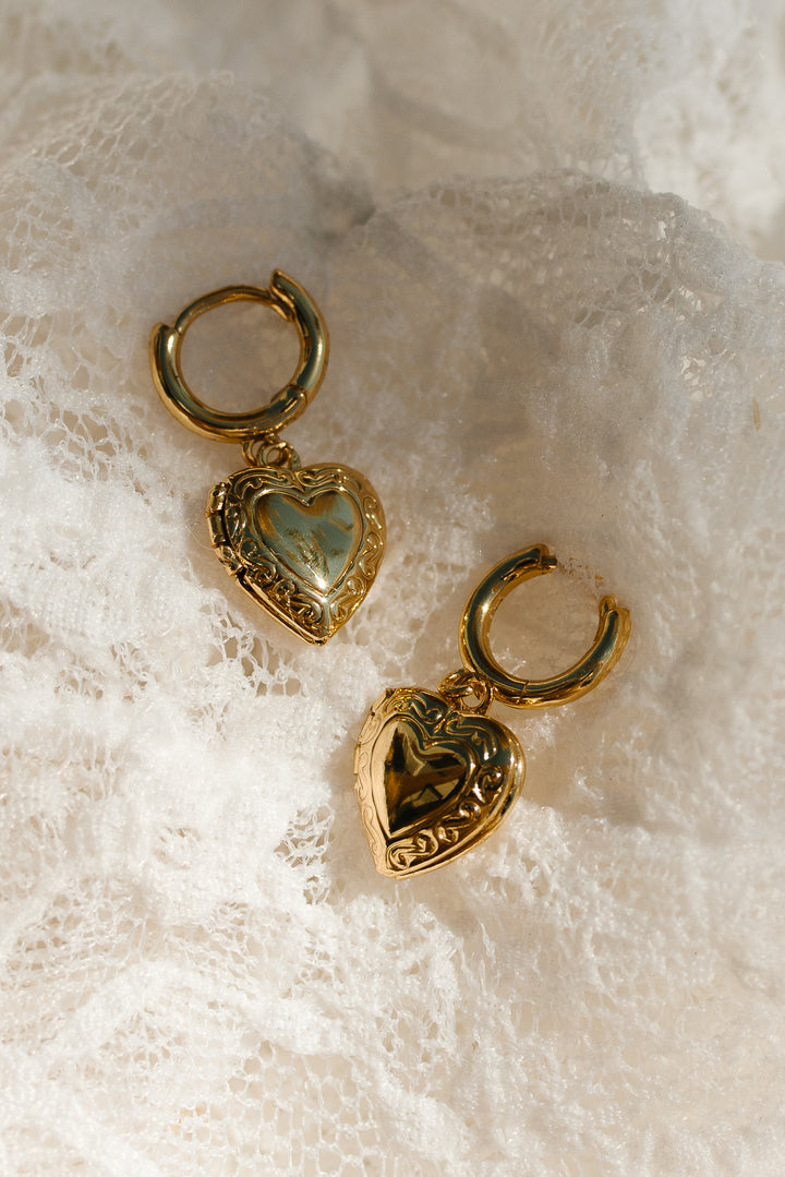 Heart Locket Hoop Earrings