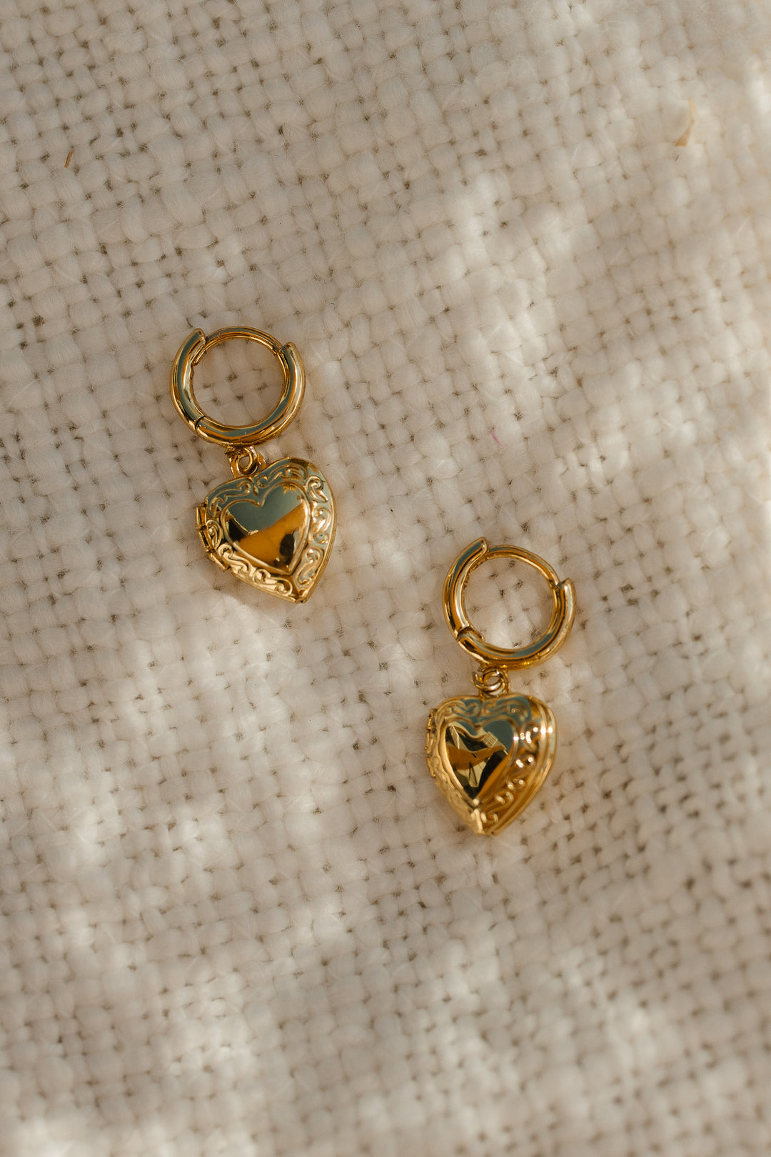 Heart Locket Hoop Earrings