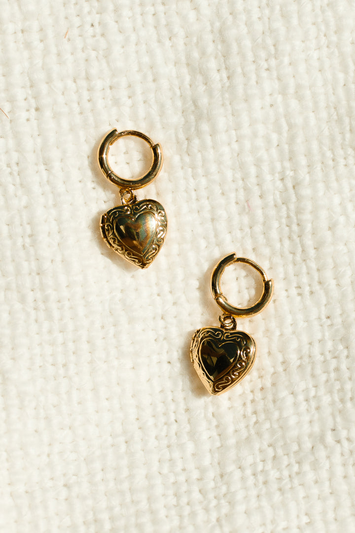 Heart Locket Hoop Earrings