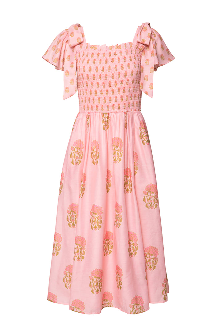 Rayna Dress in Pink Block Print