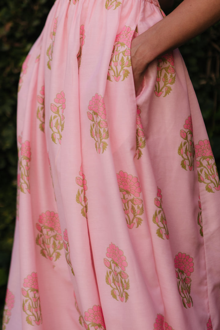 Rayna Dress in Pink Block Print