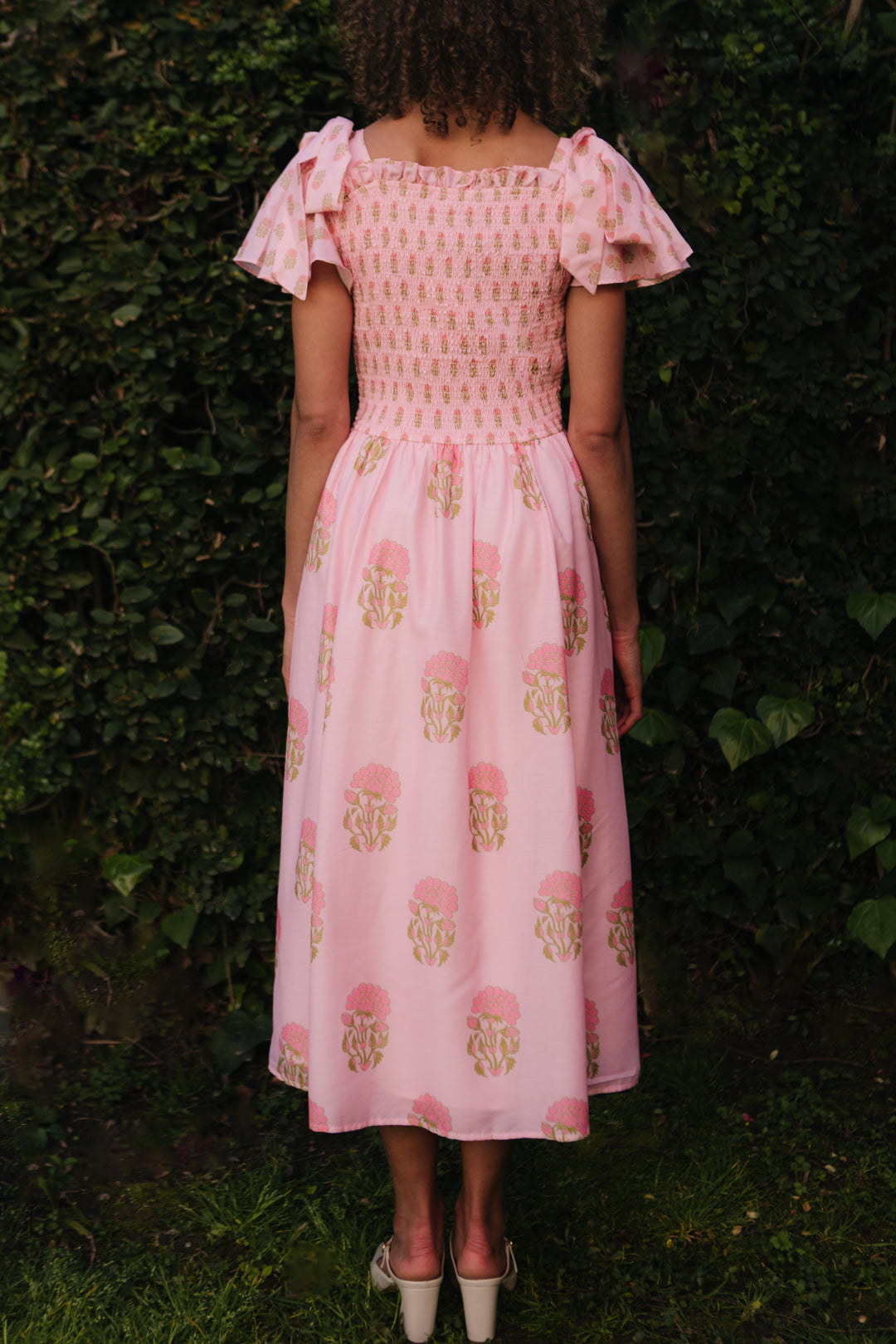 Rayna Dress in Pink Block Print