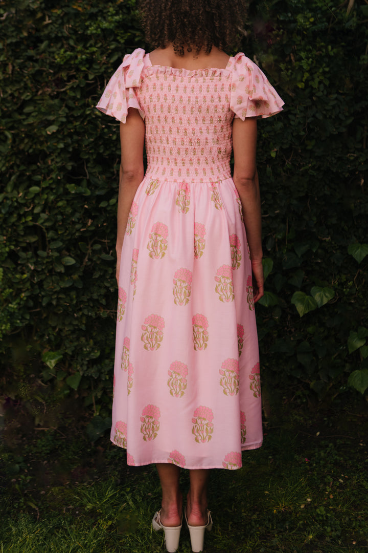 Rayna Dress in Pink Block Print