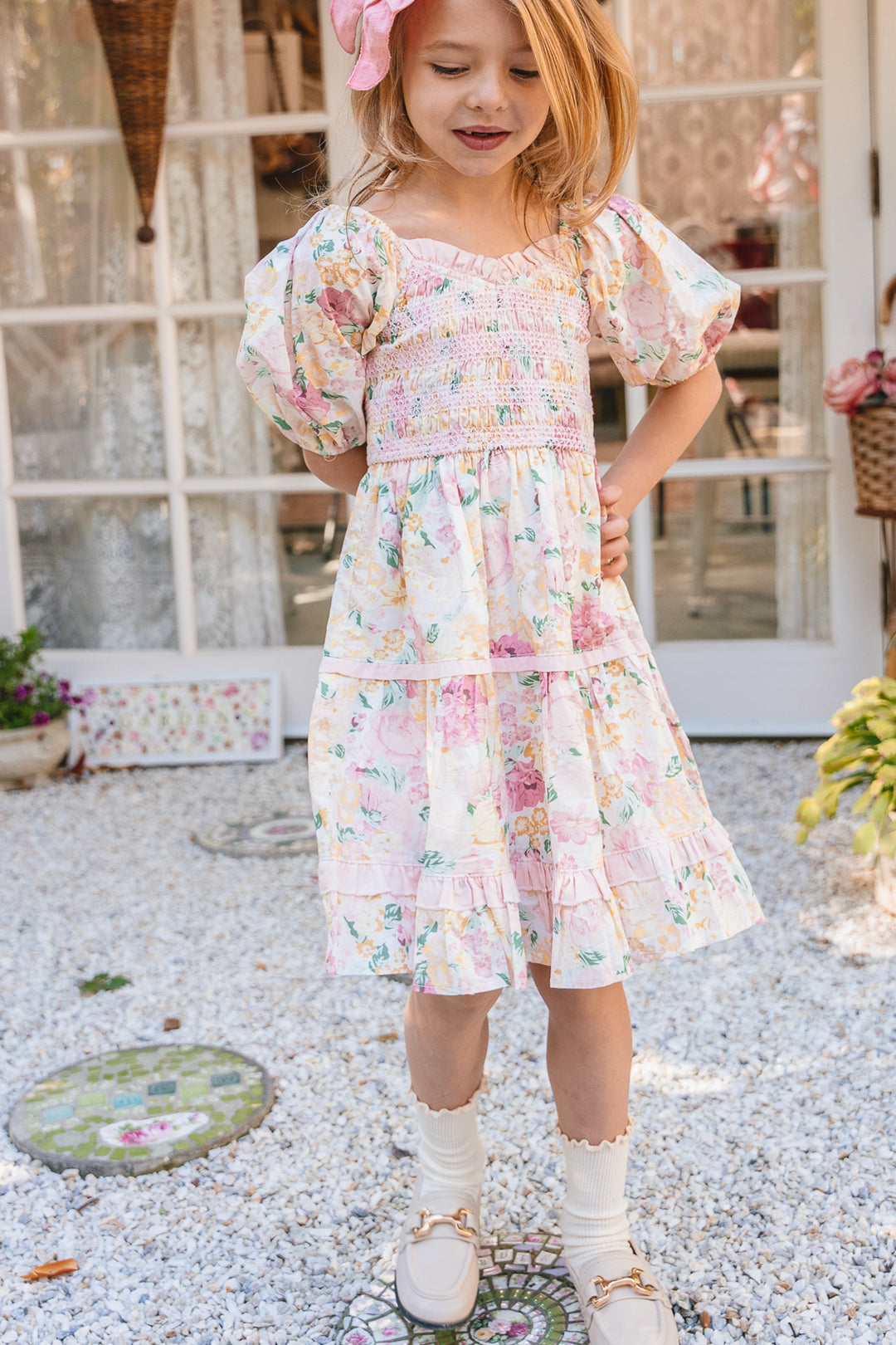 Mini Roselyn Dress in Pastel Floral-Mini