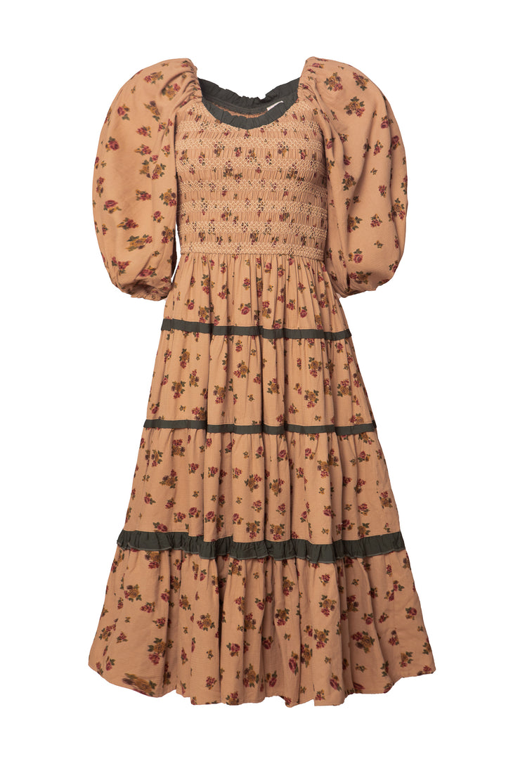 Roselyn Dress in Tan Floral - FINAL SALE