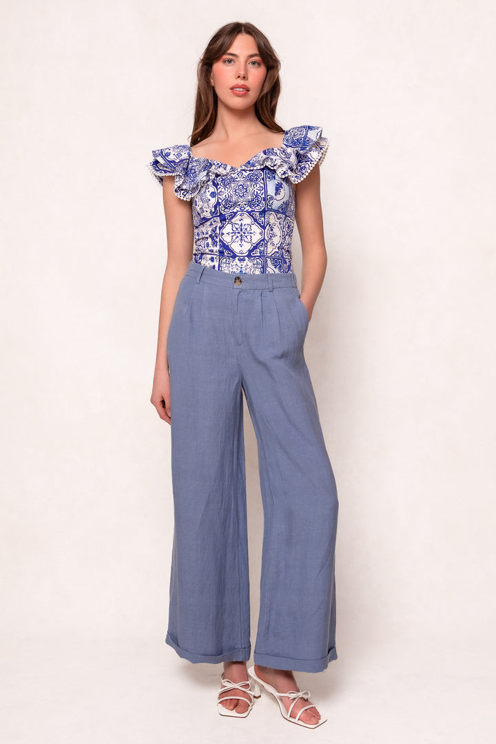 Rosina Blouse in Blue Tile