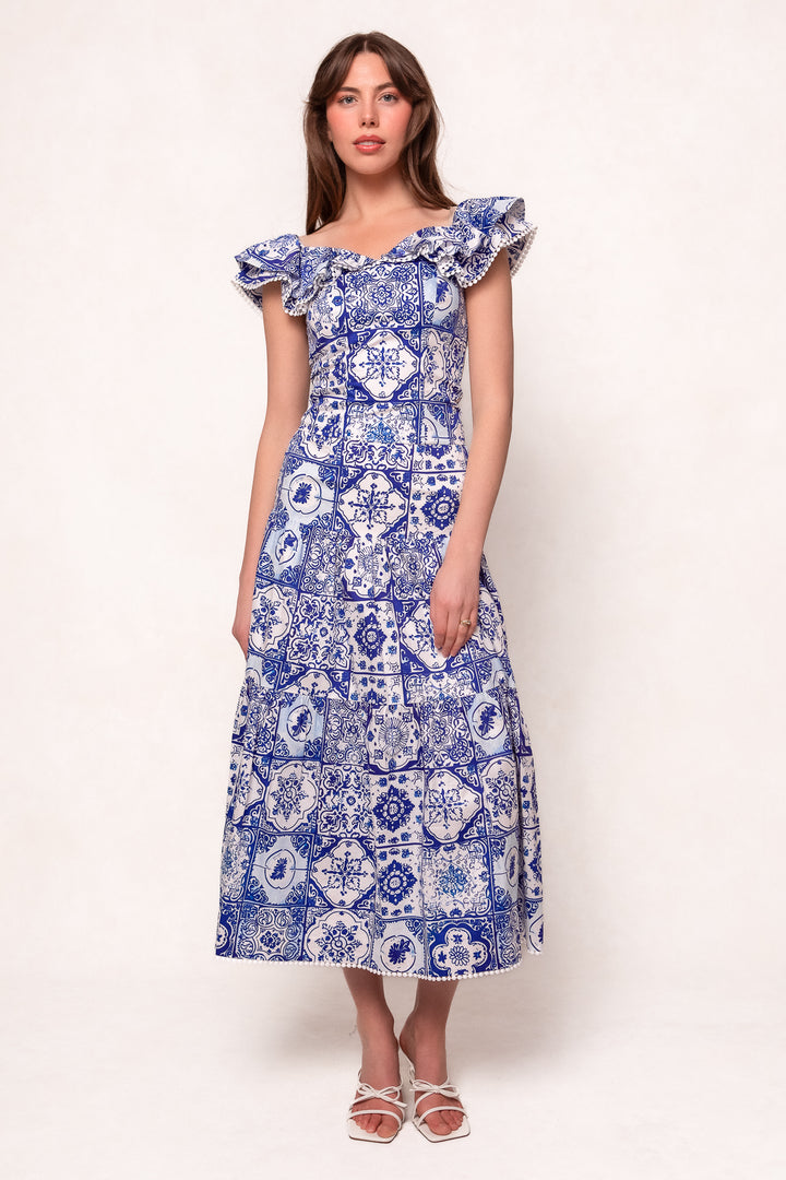 Rosina Skirt in Blue Tile