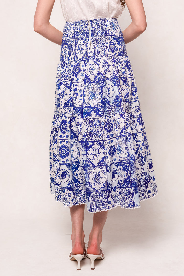 Rosina Skirt in Blue Tile