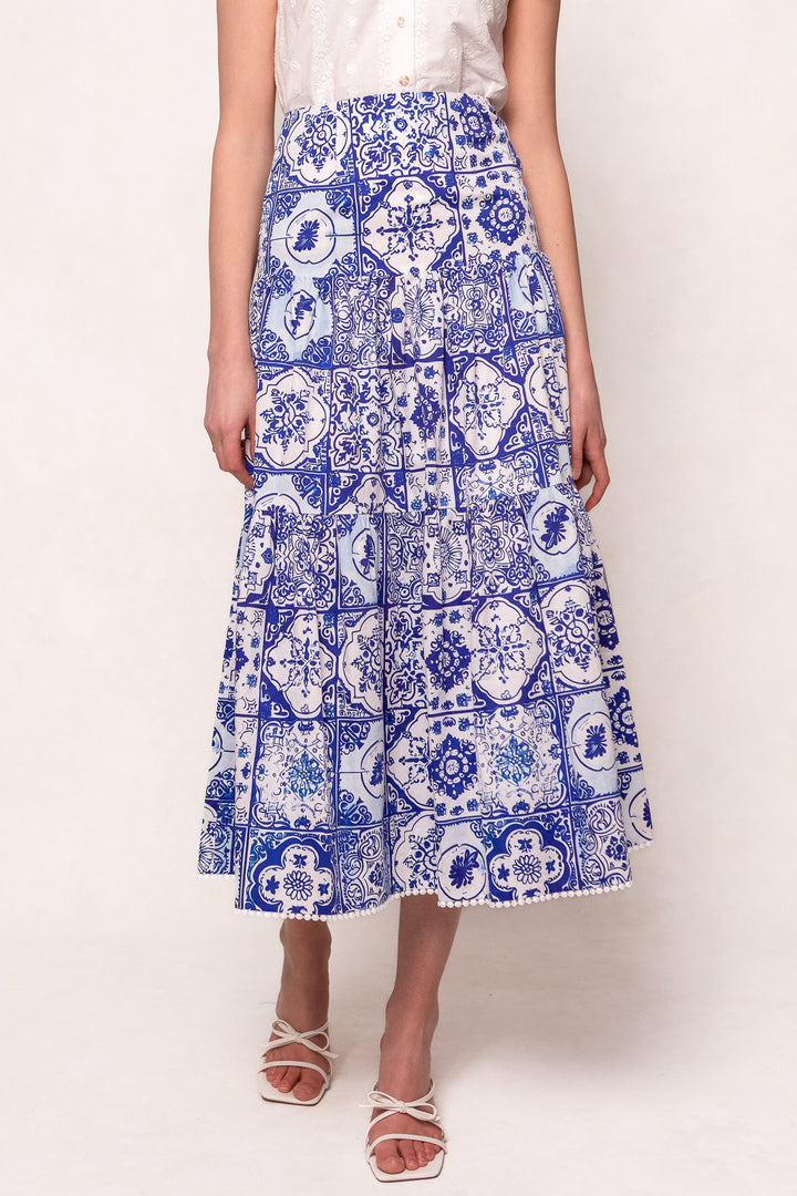 Rosina Skirt in Blue Tile