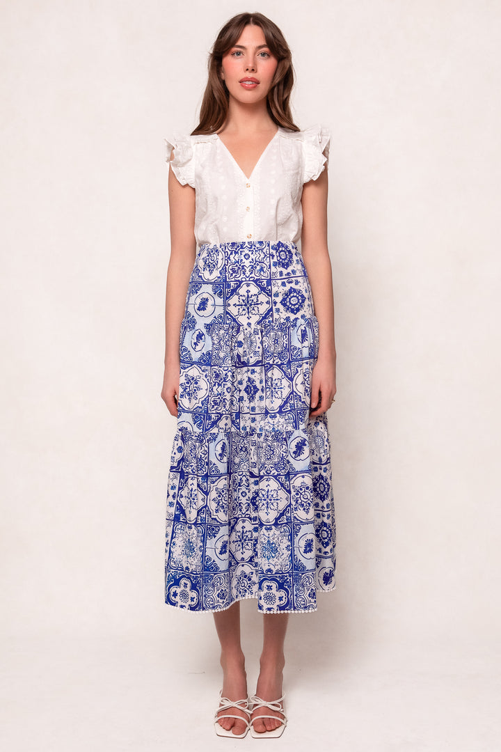 Rosina Skirt in Blue Tile