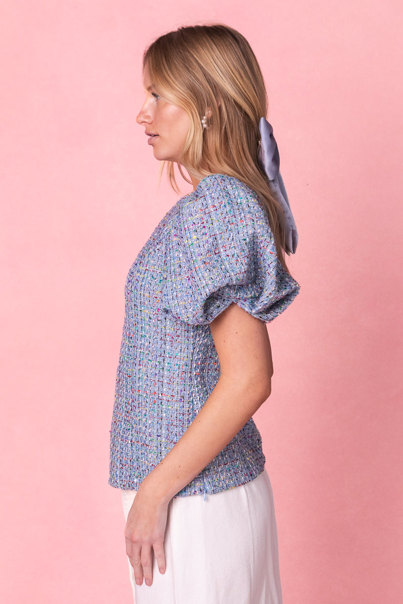 Roxie Top in Blue Tweed - FINAL SALE