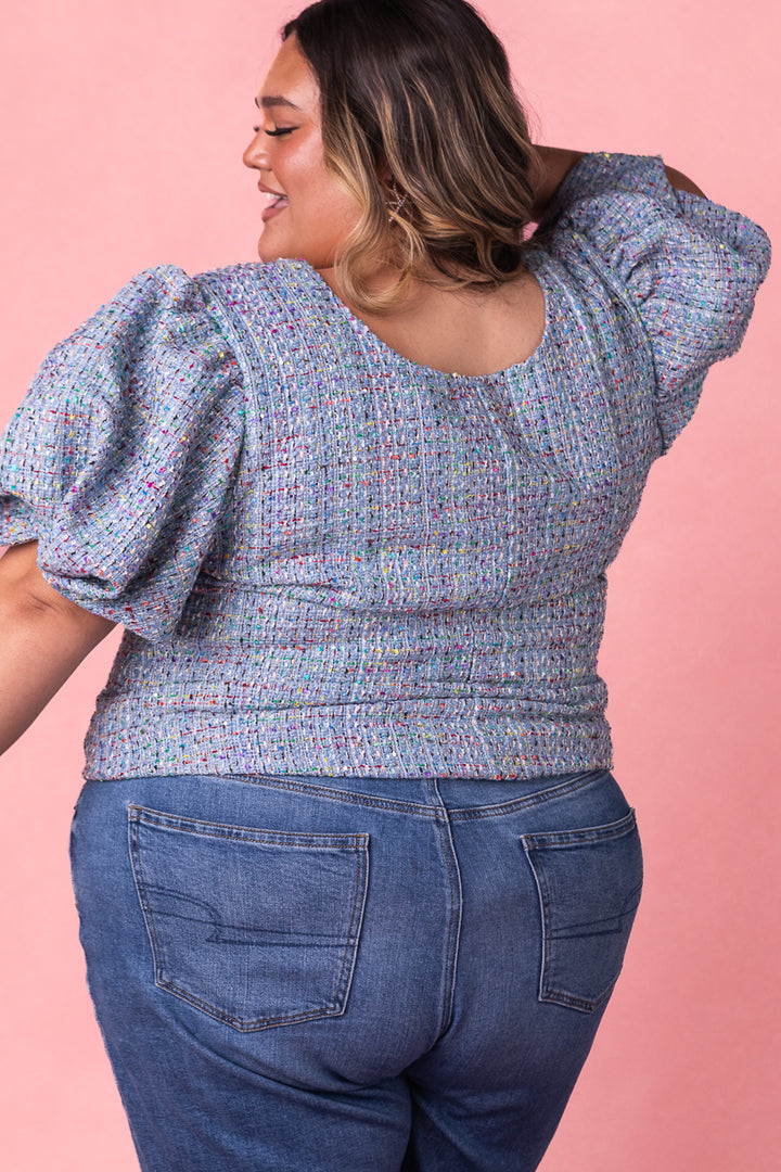 Roxie Top in Blue Tweed - FINAL SALE