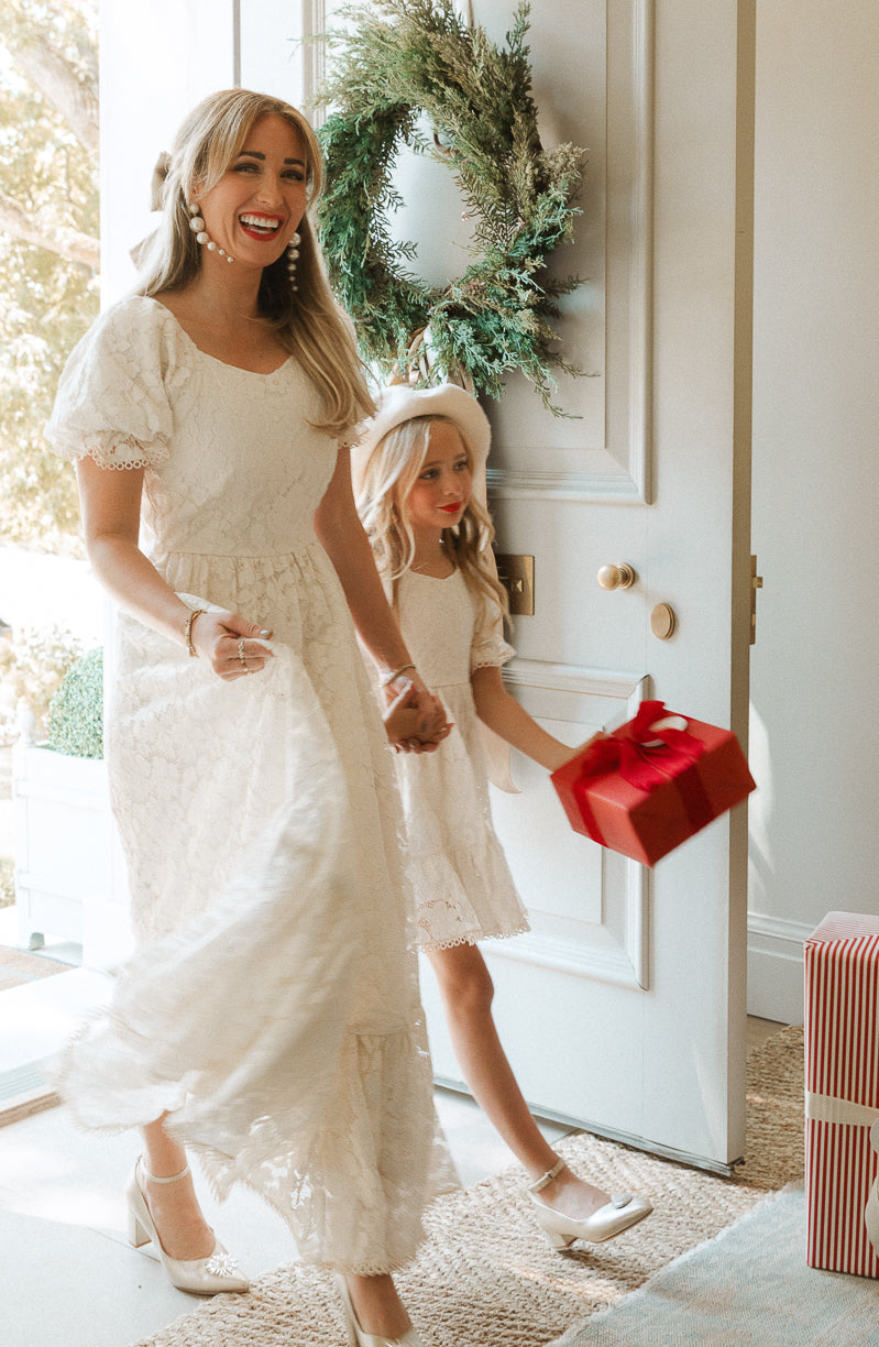 Mini Secret Garden Dress in White Lace