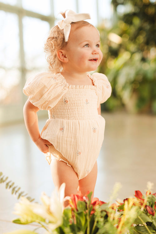 Baby Serendipity Romper in Cream Floral