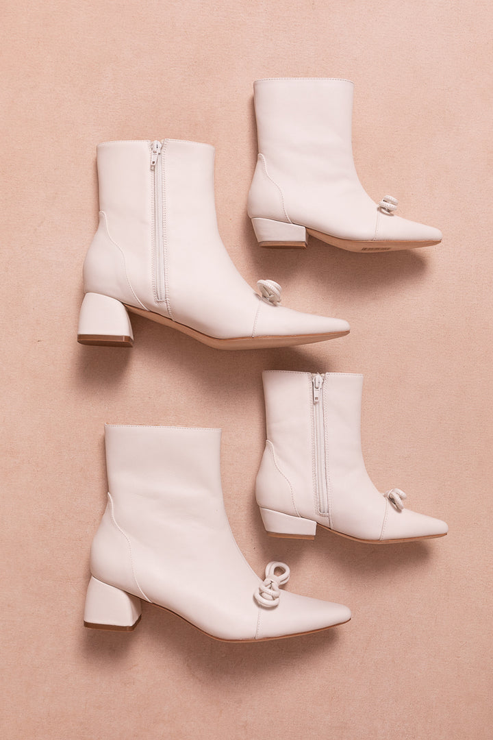 Mini Ivy Bow Ankle Boot in White