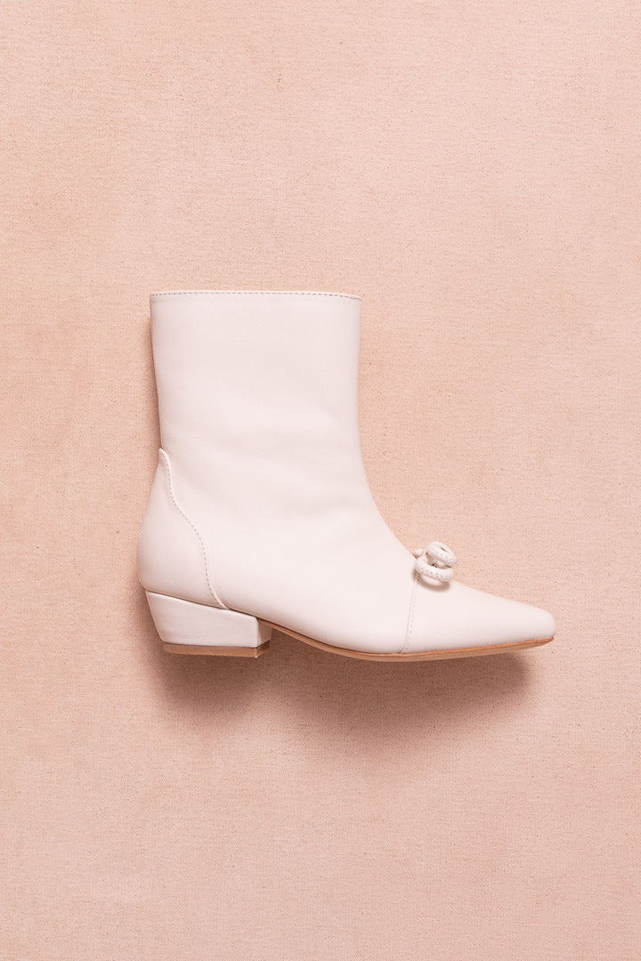 Mini Ivy Bow Ankle Boot in White