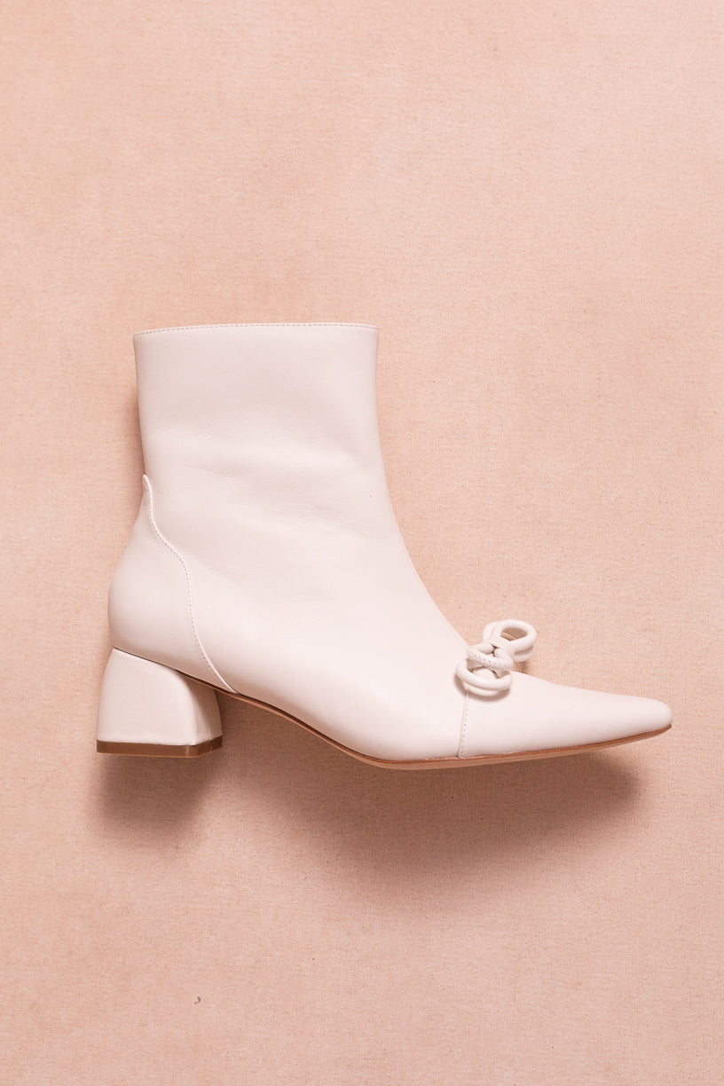 Ivy Bow Ankle Boot in White