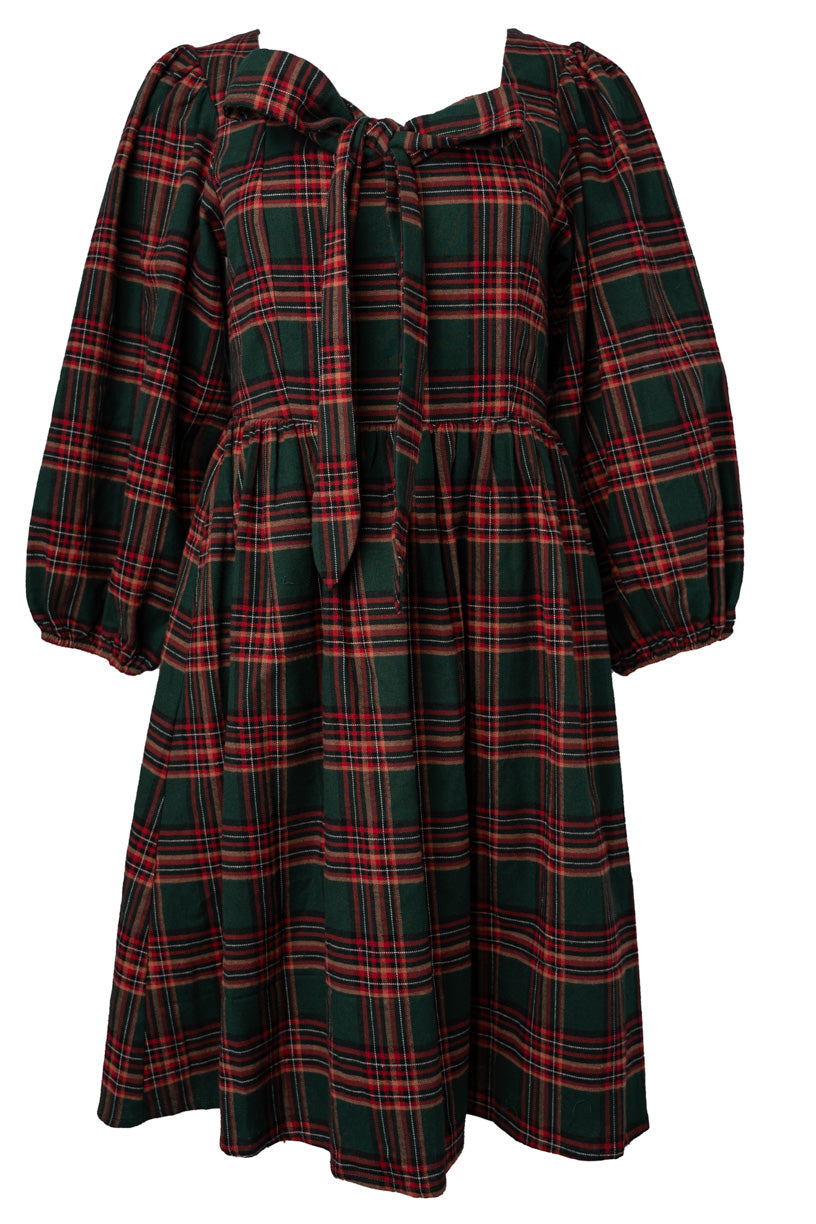 Margo Short Dress in Green Plaid - FINAL SALE