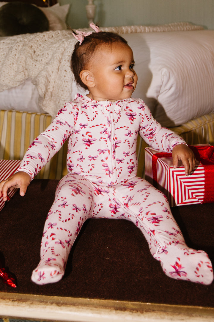 Baby So Soft Footie One Piece in Candy Cane - FINAL SALE