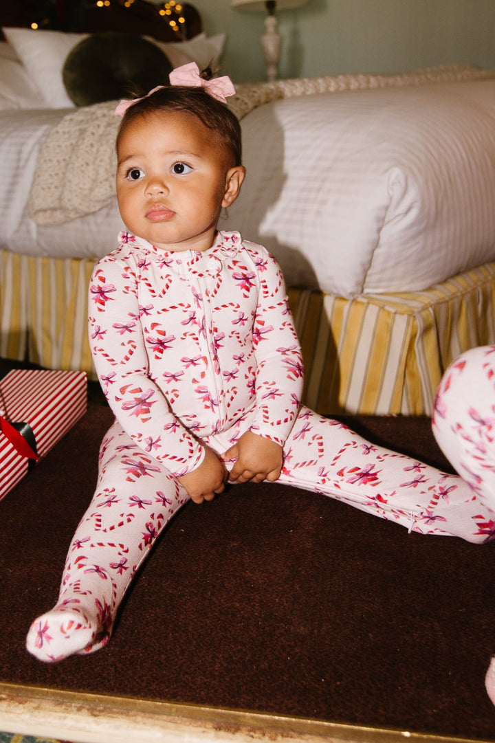 Baby So Soft Footie One Piece in Candy Cane - FINAL SALE