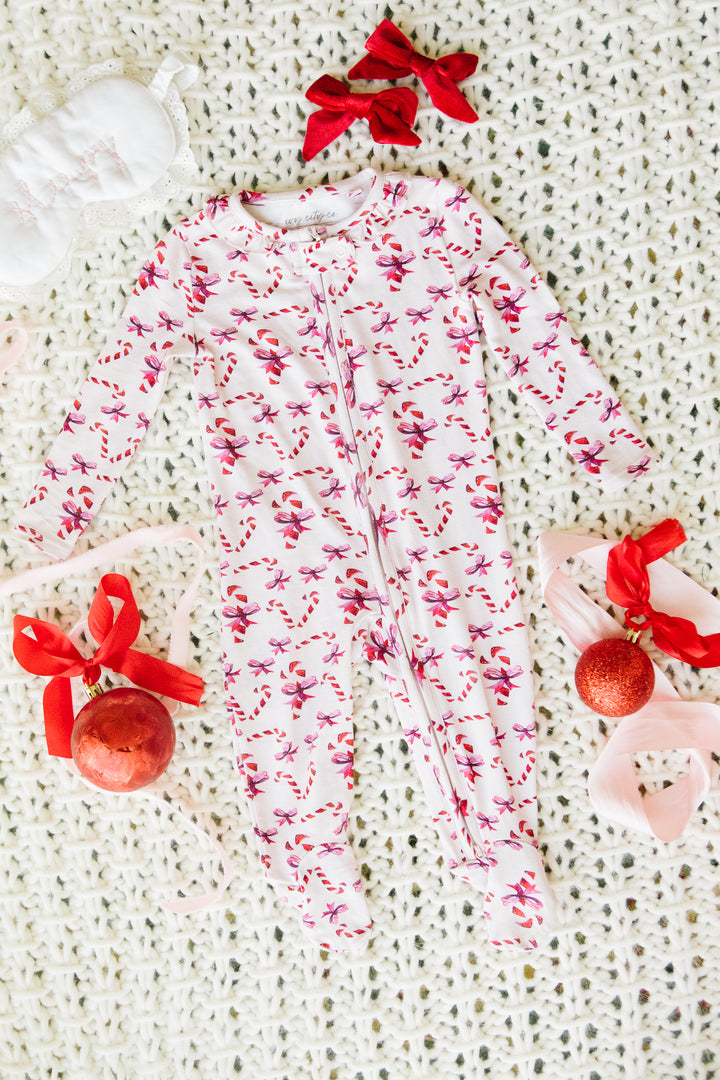 Baby So Soft Footie One Piece in Candy Cane - FINAL SALE