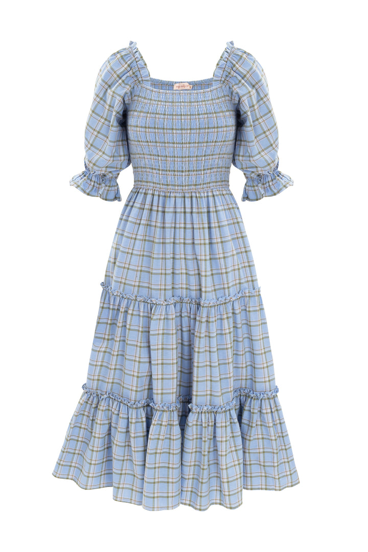 Madeline Dress in Light Blue Plaid