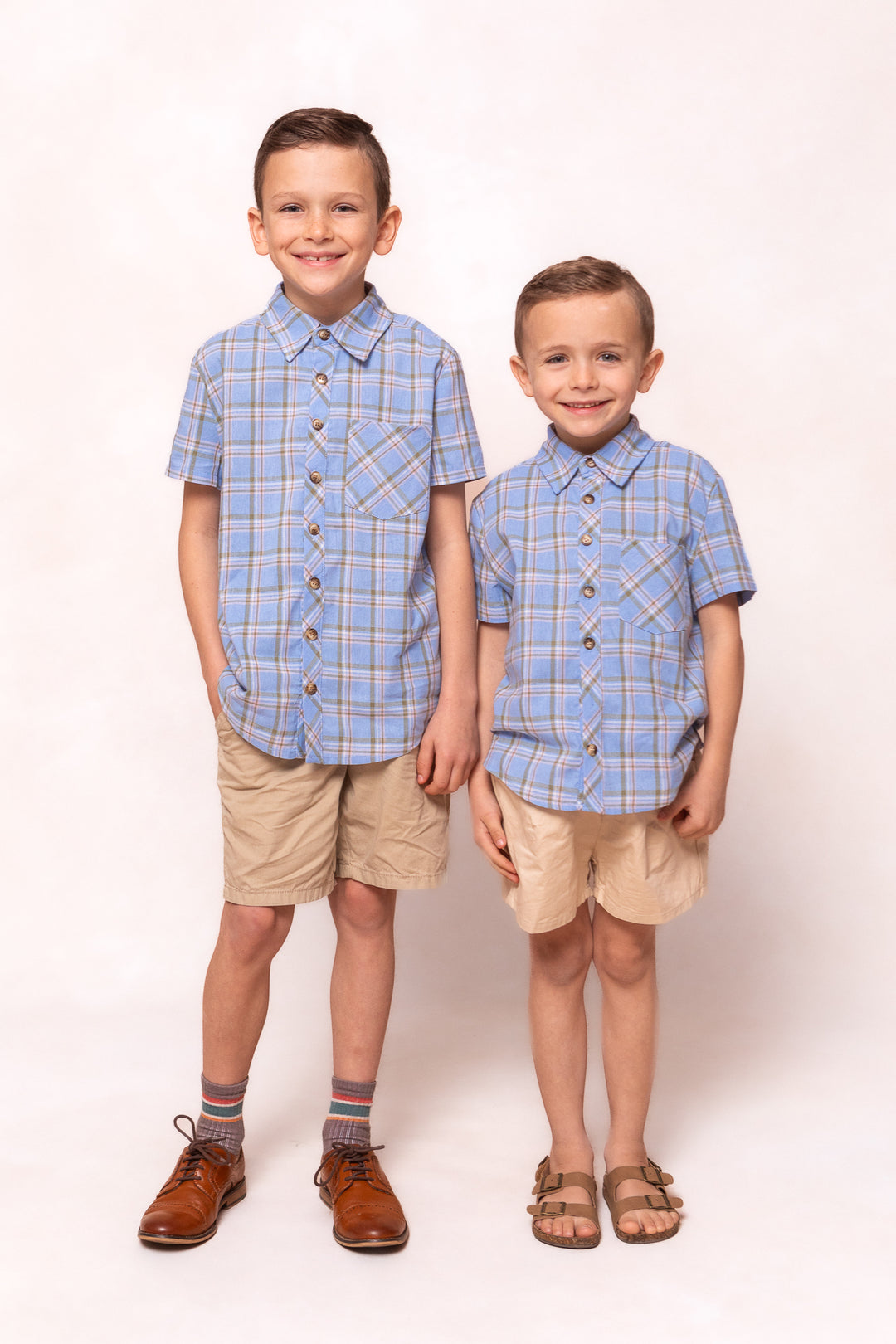 Boys James Shirt in Madeline Light Blue Plaid