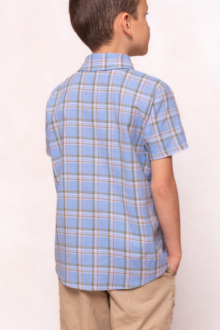 Boys James Shirt in Madeline Light Blue Plaid