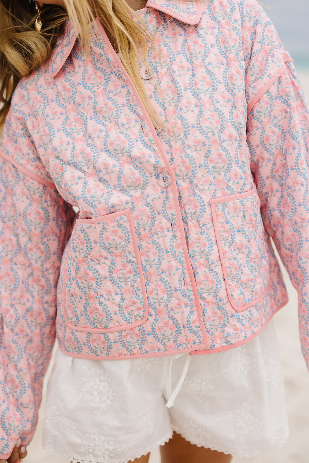 Raquel Quilted Jacket in Pink Floral