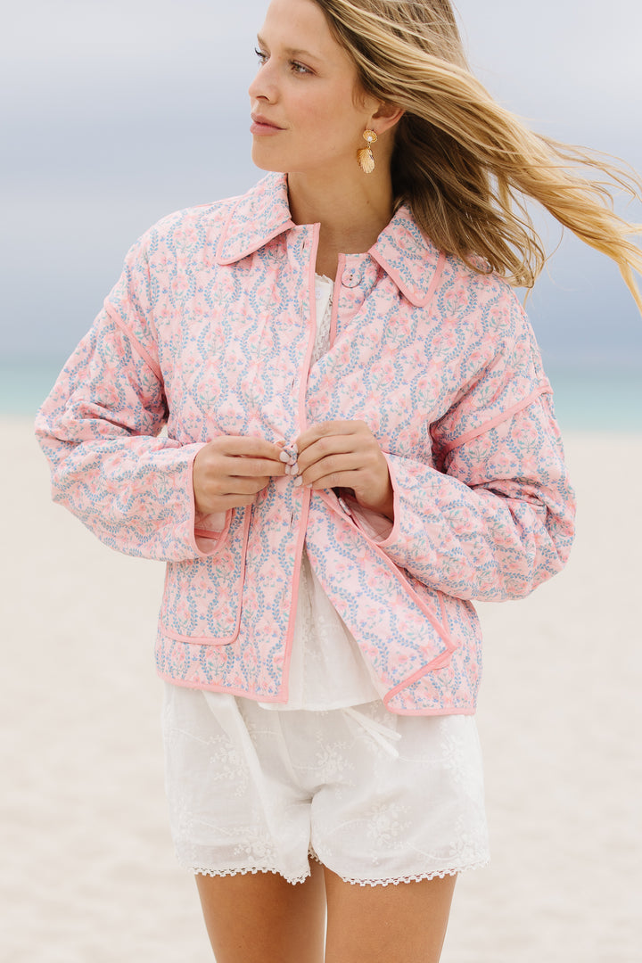 Raquel Quilted Jacket in Pink Floral