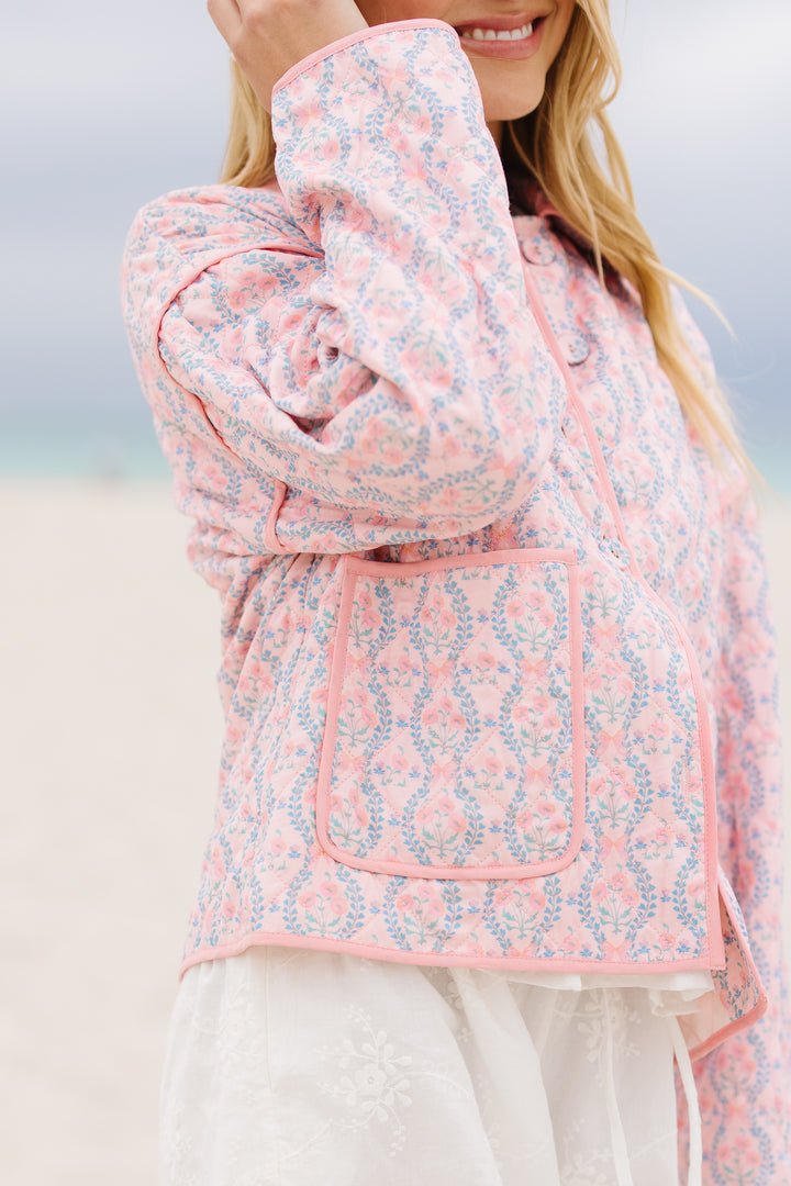 Raquel Quilted Jacket in Pink Floral