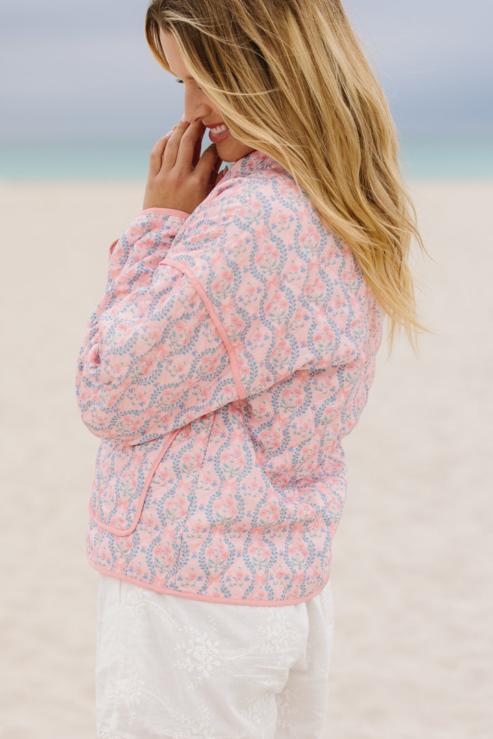 Raquel Quilted Jacket in Pink Floral