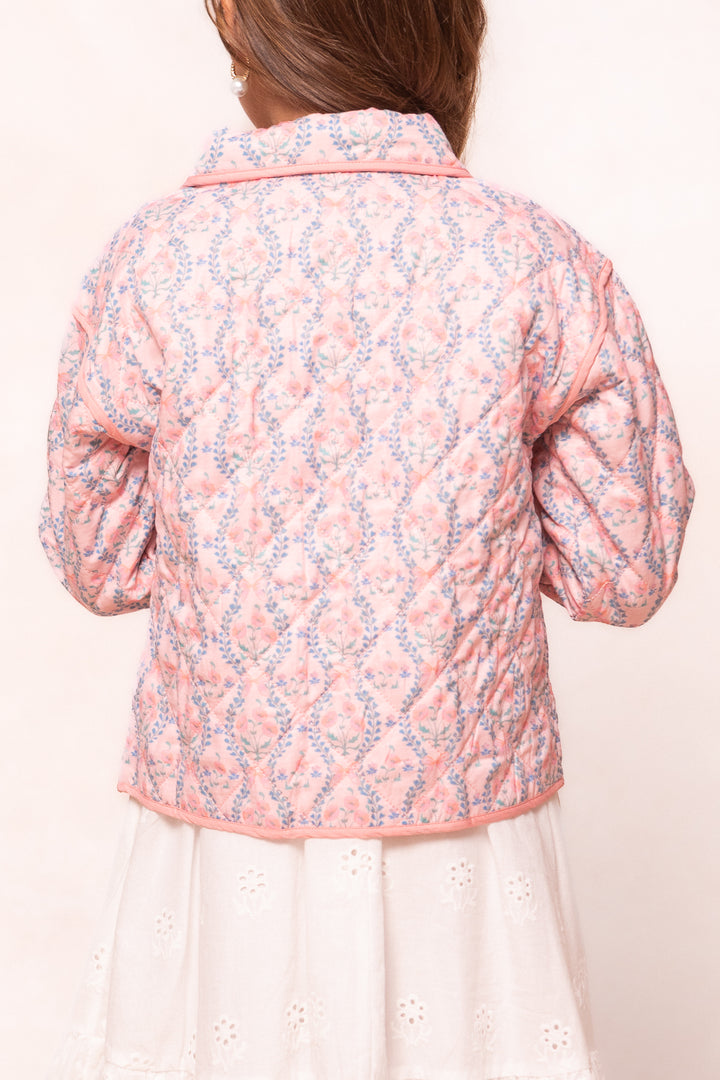 Mini Raquel Quilted Jacket in Pink Floral