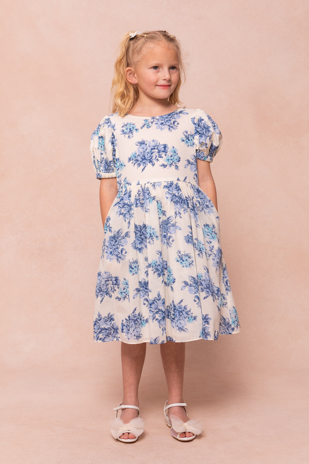 Mini Odette Dress in Blue Floral