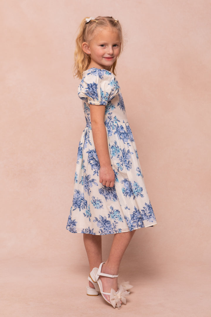 Mini Odette Dress in Blue Floral