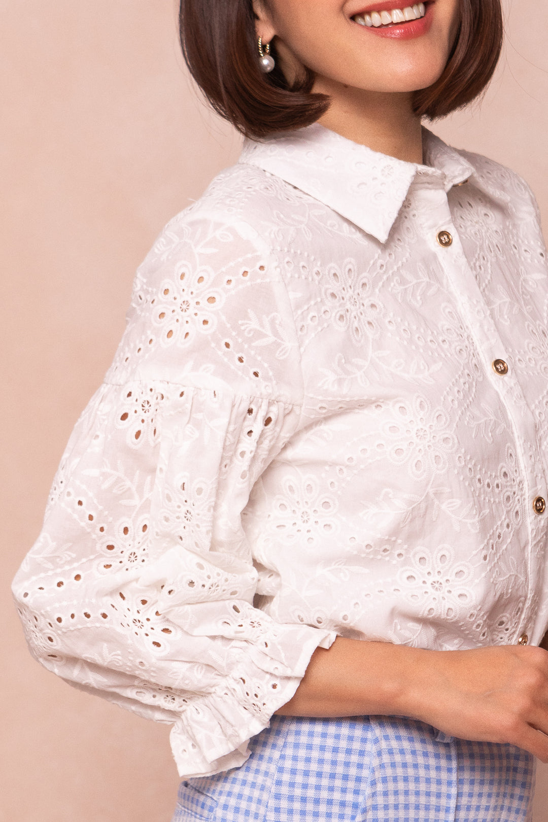 Lane Blouse in White Eyelet