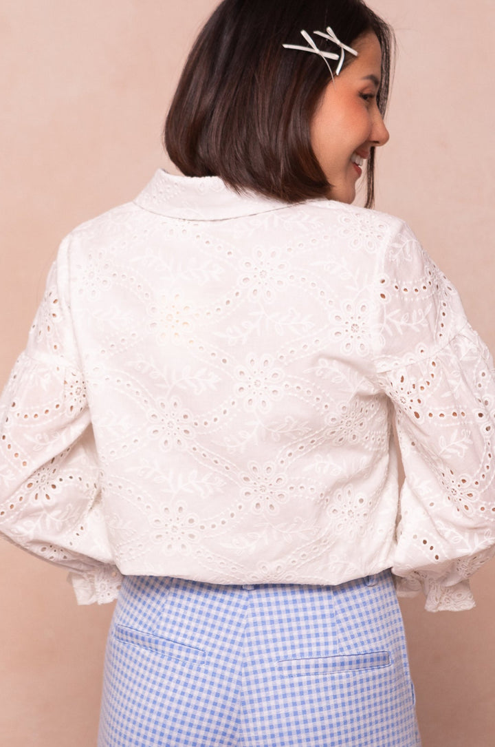 Lane Blouse in White Eyelet