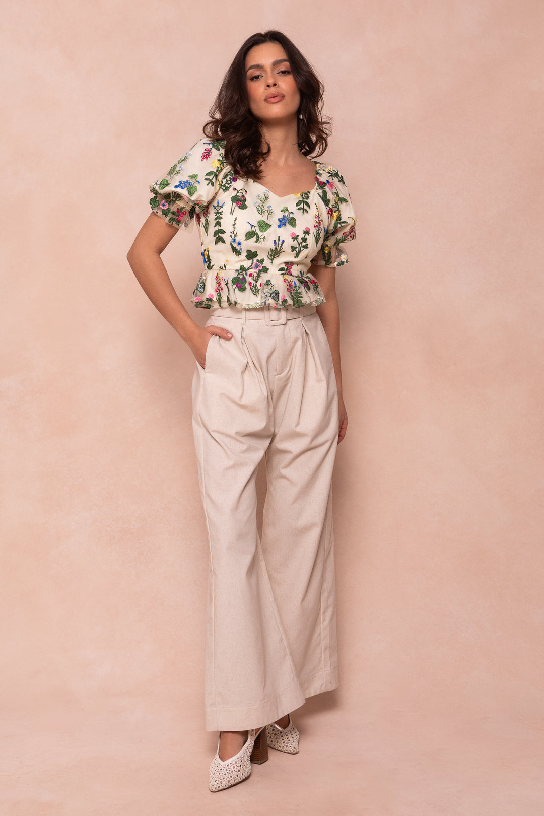 Rio Linen Trousers in Beige