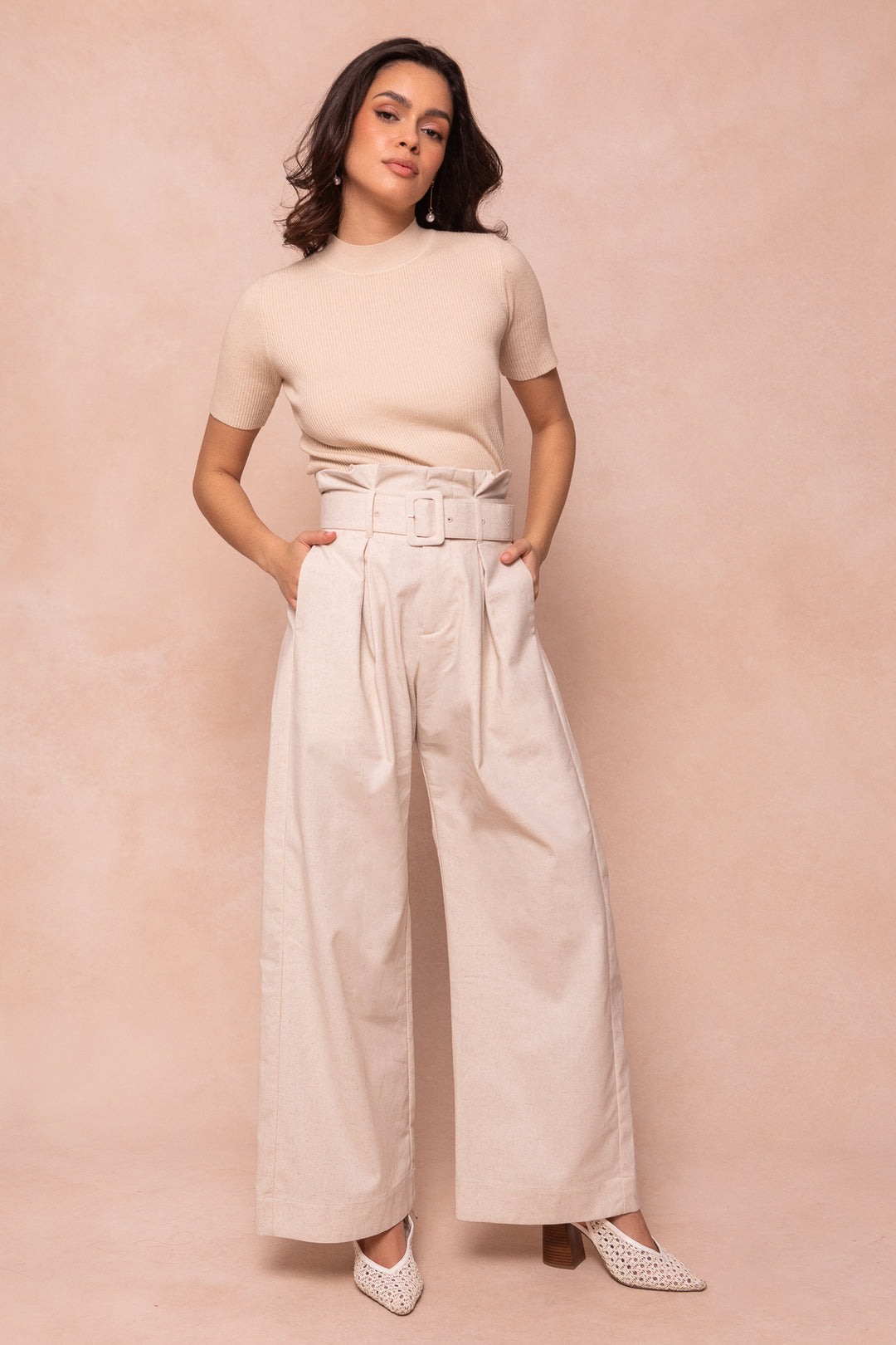 Rio Linen Trousers in Beige