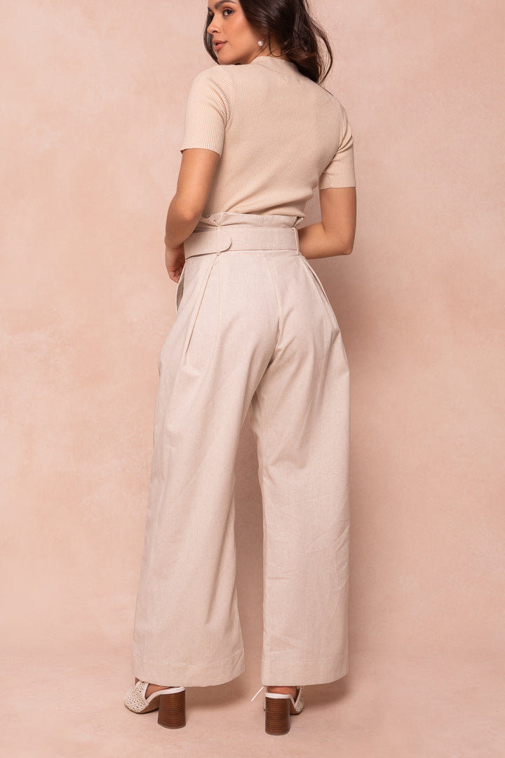 Rio Linen Trousers in Beige