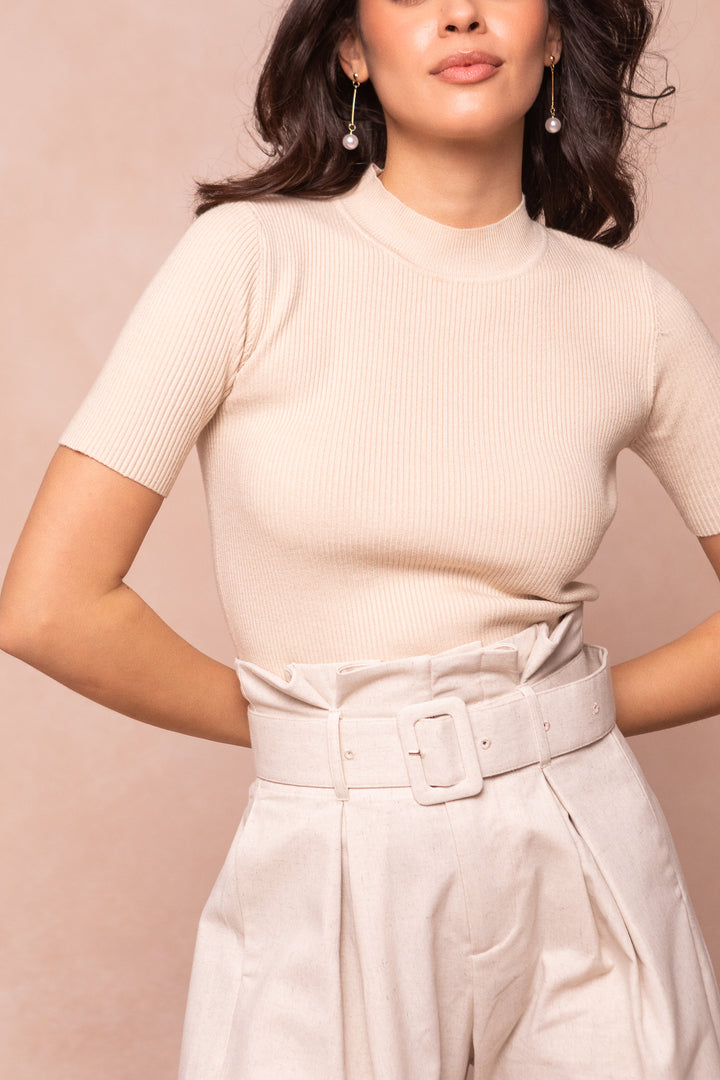 Lexie Short Sleeve Top in Cream