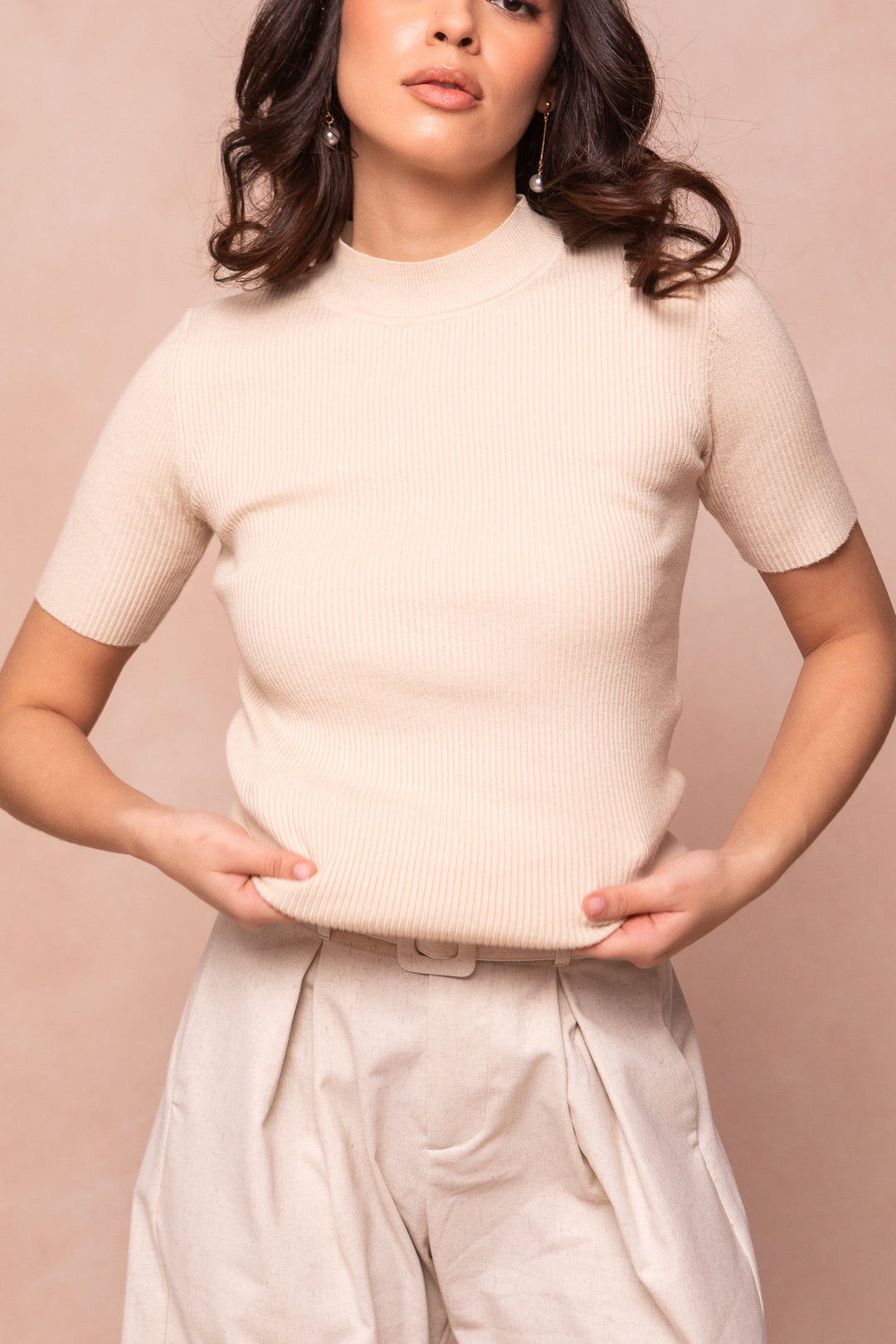 Lexie Short Sleeve Top in Cream