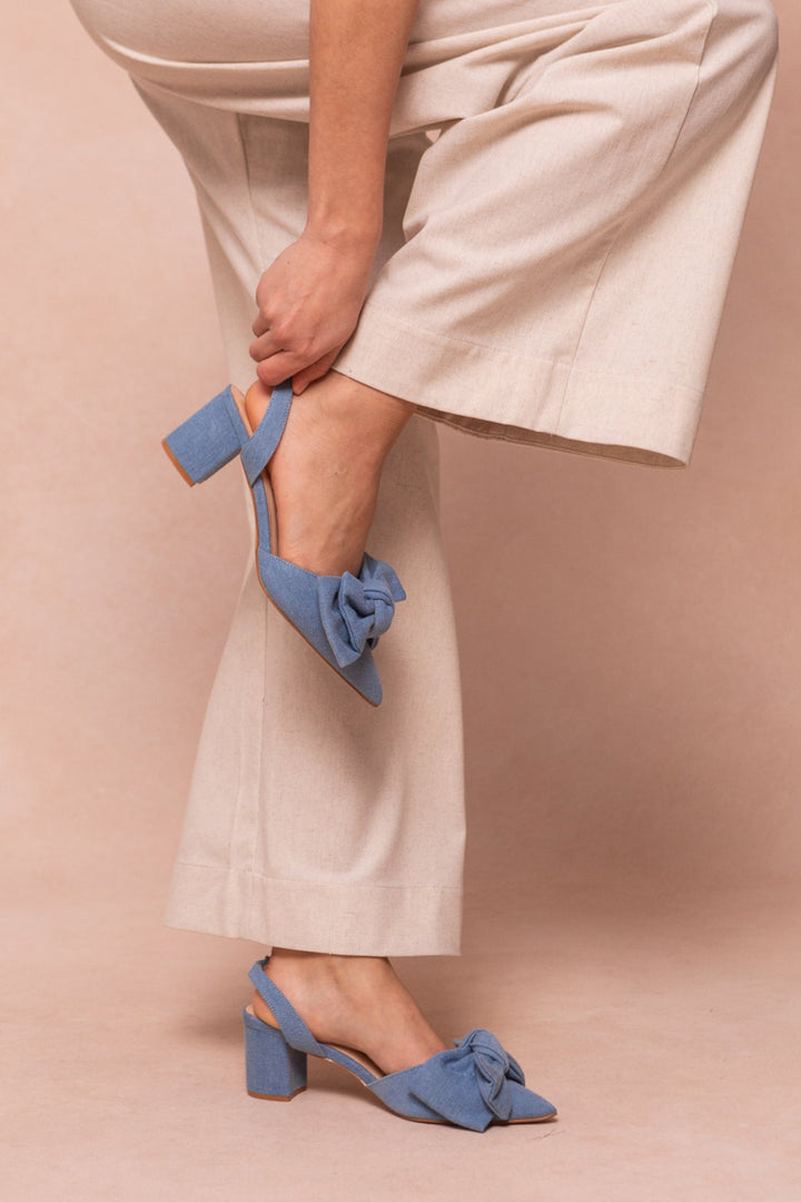 Eloise Bow Heel in Denim