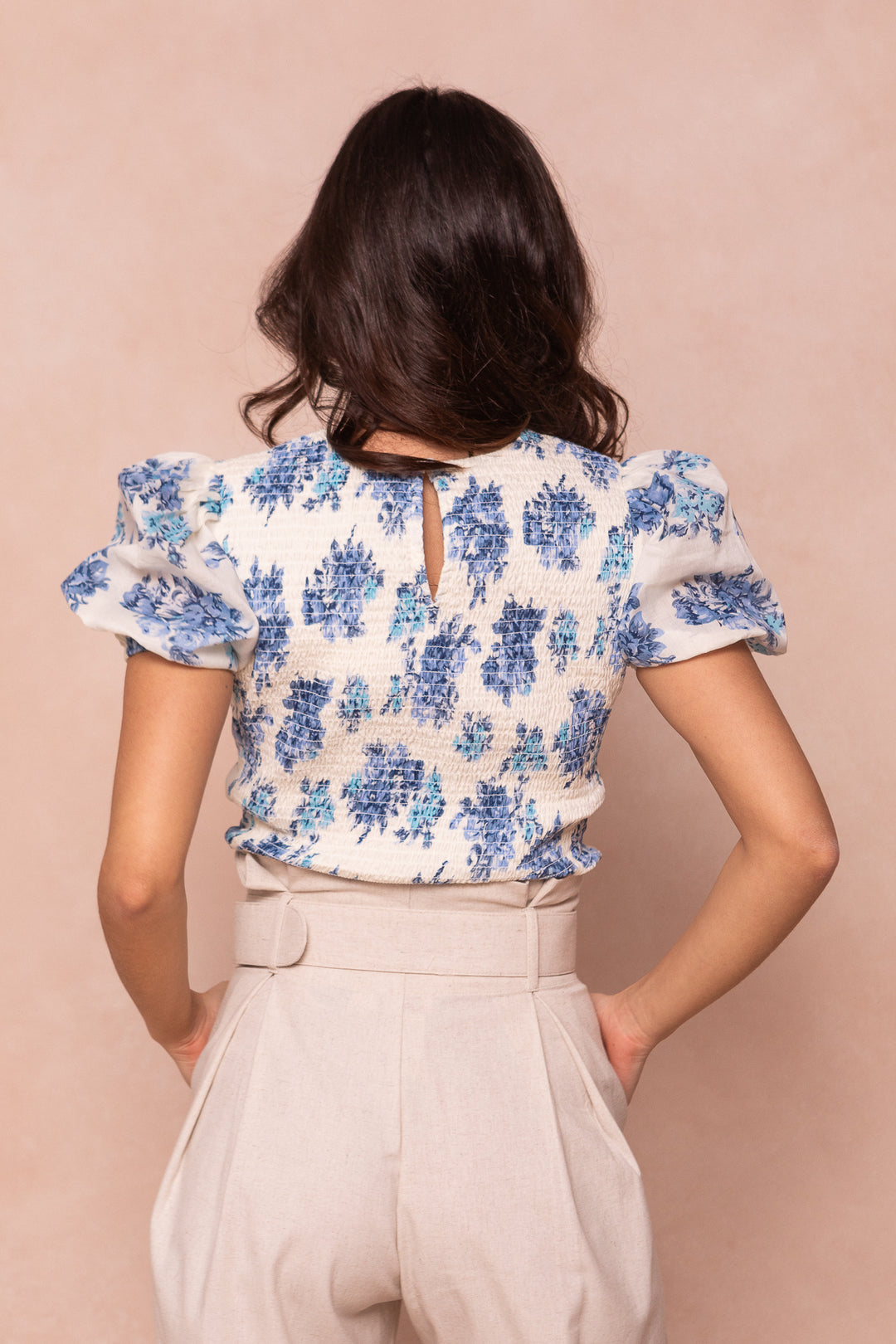 Odette Top in Blue Floral