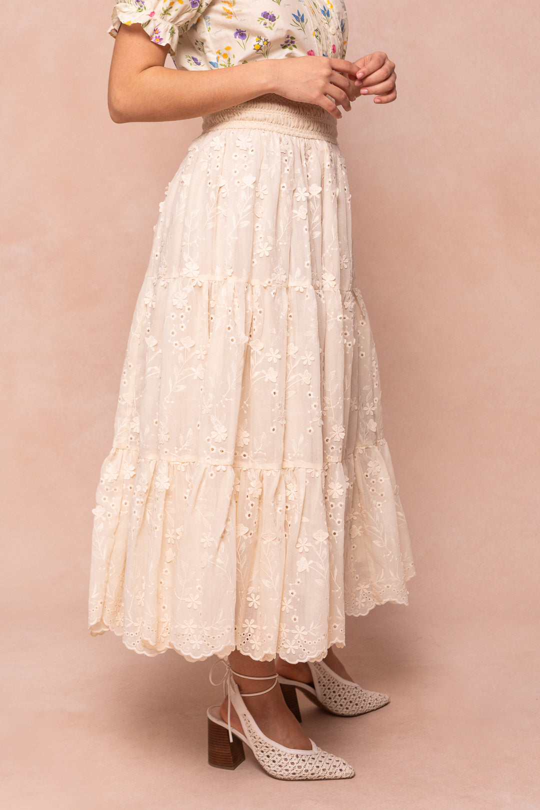 Zoey Skirt in Cream Eyelet