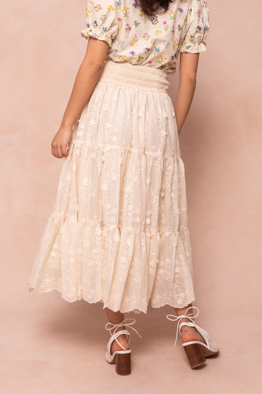 Zoey Skirt in Cream Eyelet