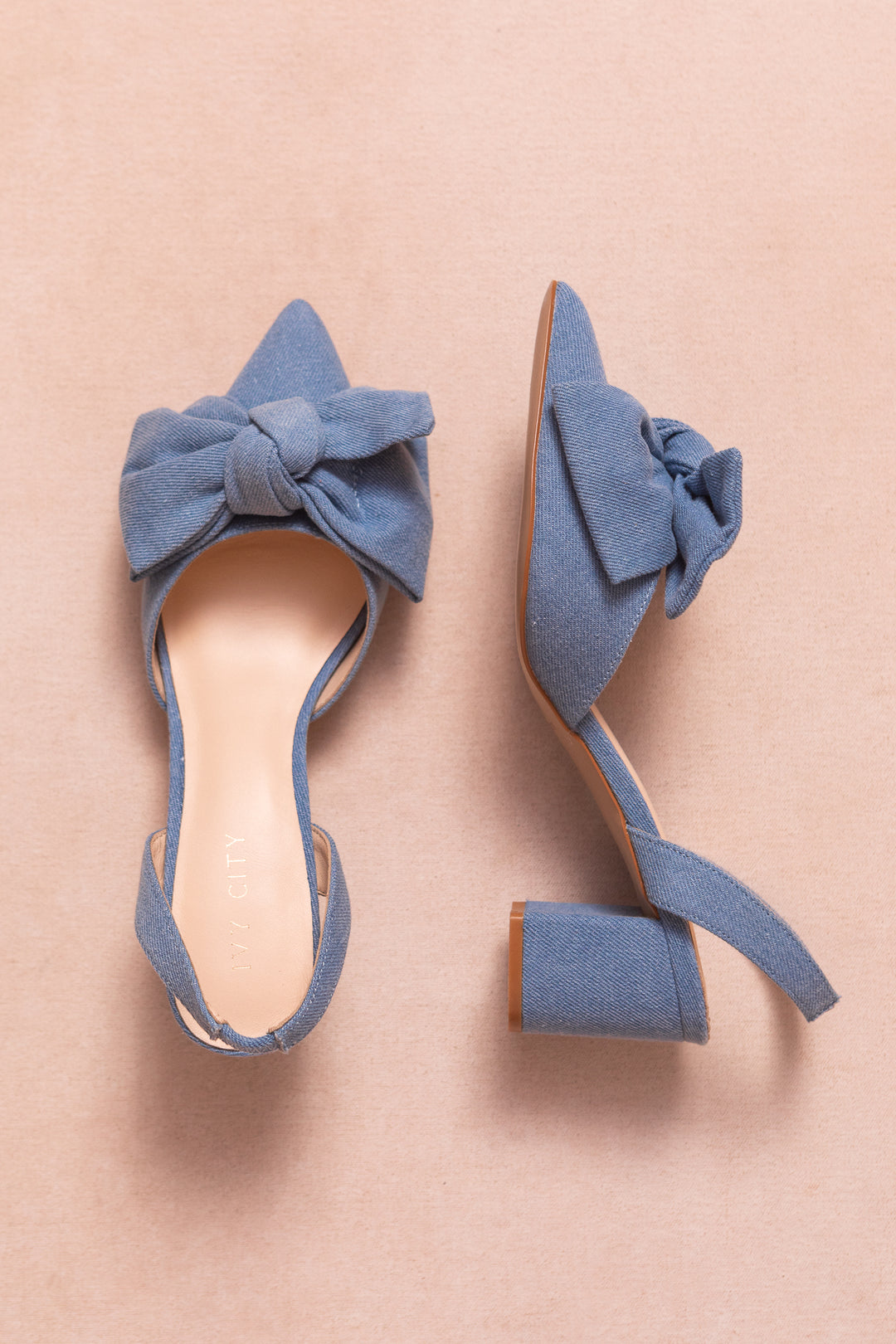 Eloise Bow Heel in Denim