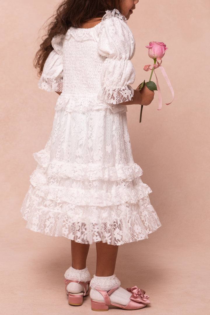 Mini Francie Dress in White Lace