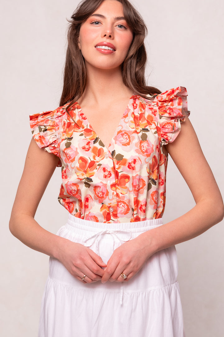 Lana Blouse in Pink Floral